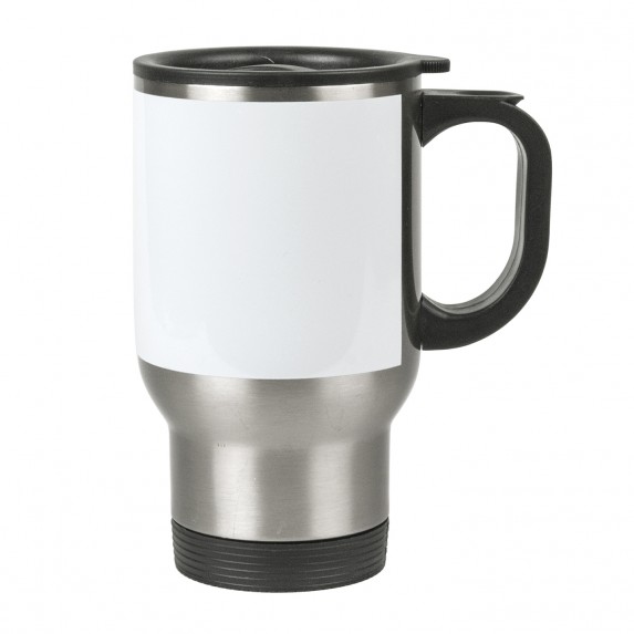 STAINLESS STEEL MUG SILVER WITH WHITE PATCH